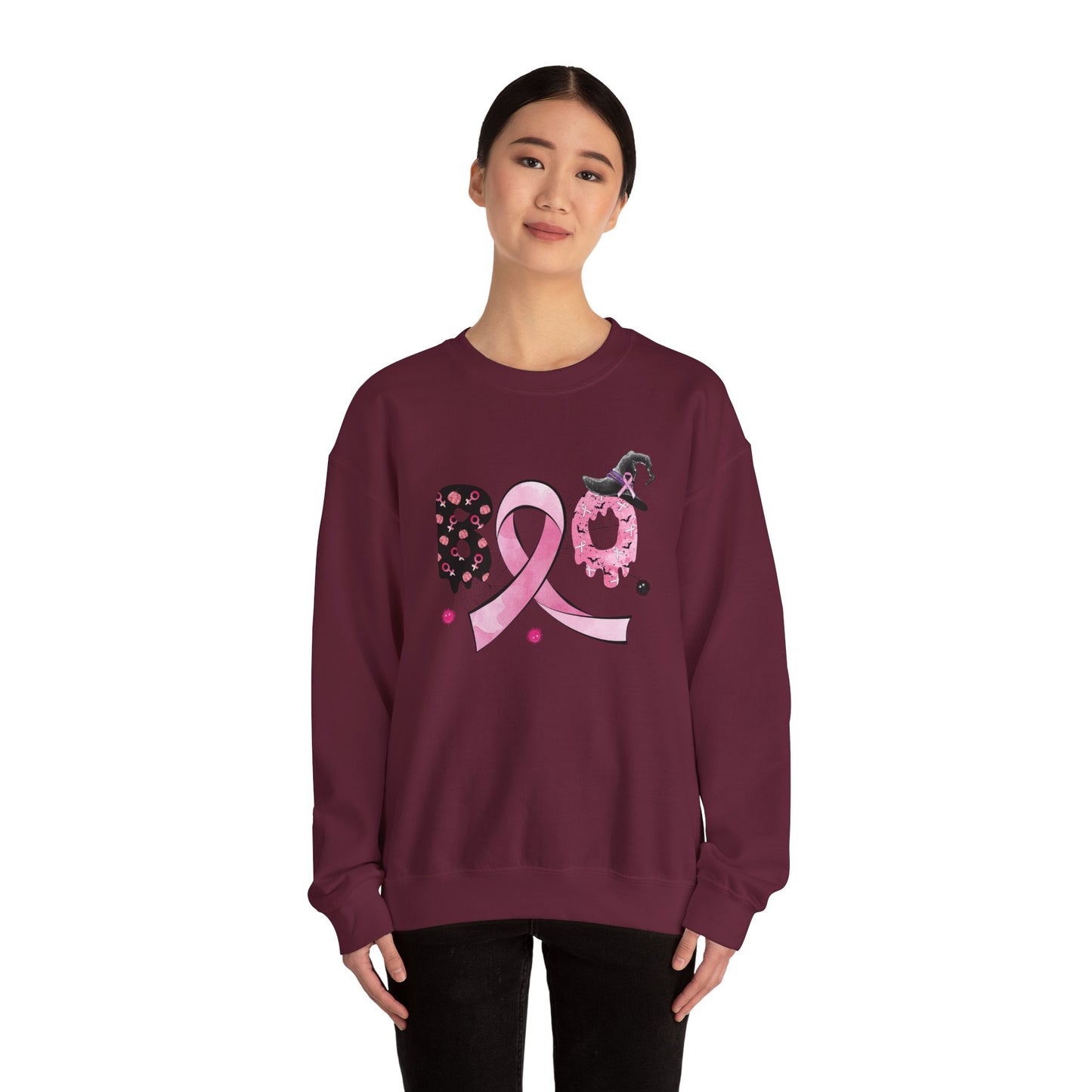 Breast Cancer Boo Sweatshirt Halloween Sweater Cute Breast Cancer Ribbon Halloween Apparel Cancer Warrior Sweat Breast Cancer Survivor Gift