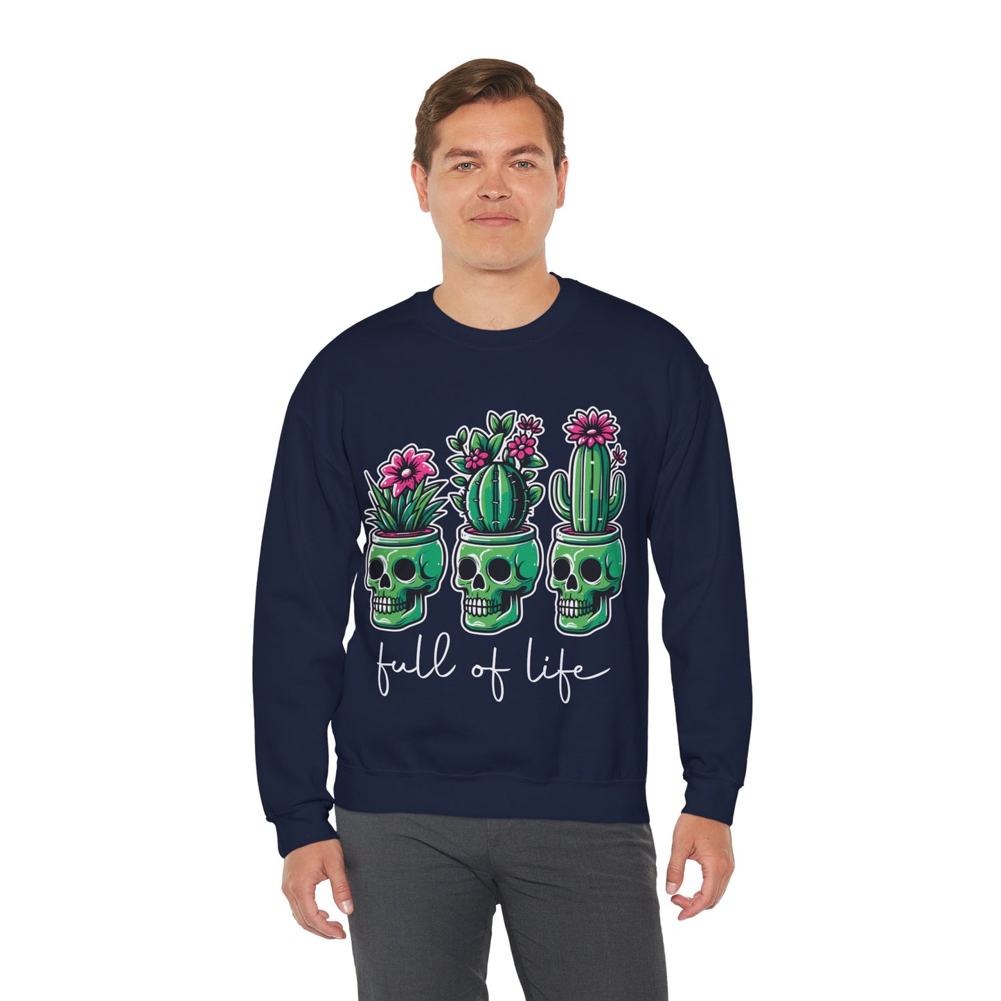 Full of Life Sweater Funny Halloween Sweatshirt Plant Lover Pullover Gift Funny Pot Head Skeleton Succulent Sweat Halloween Plant Lover Gift