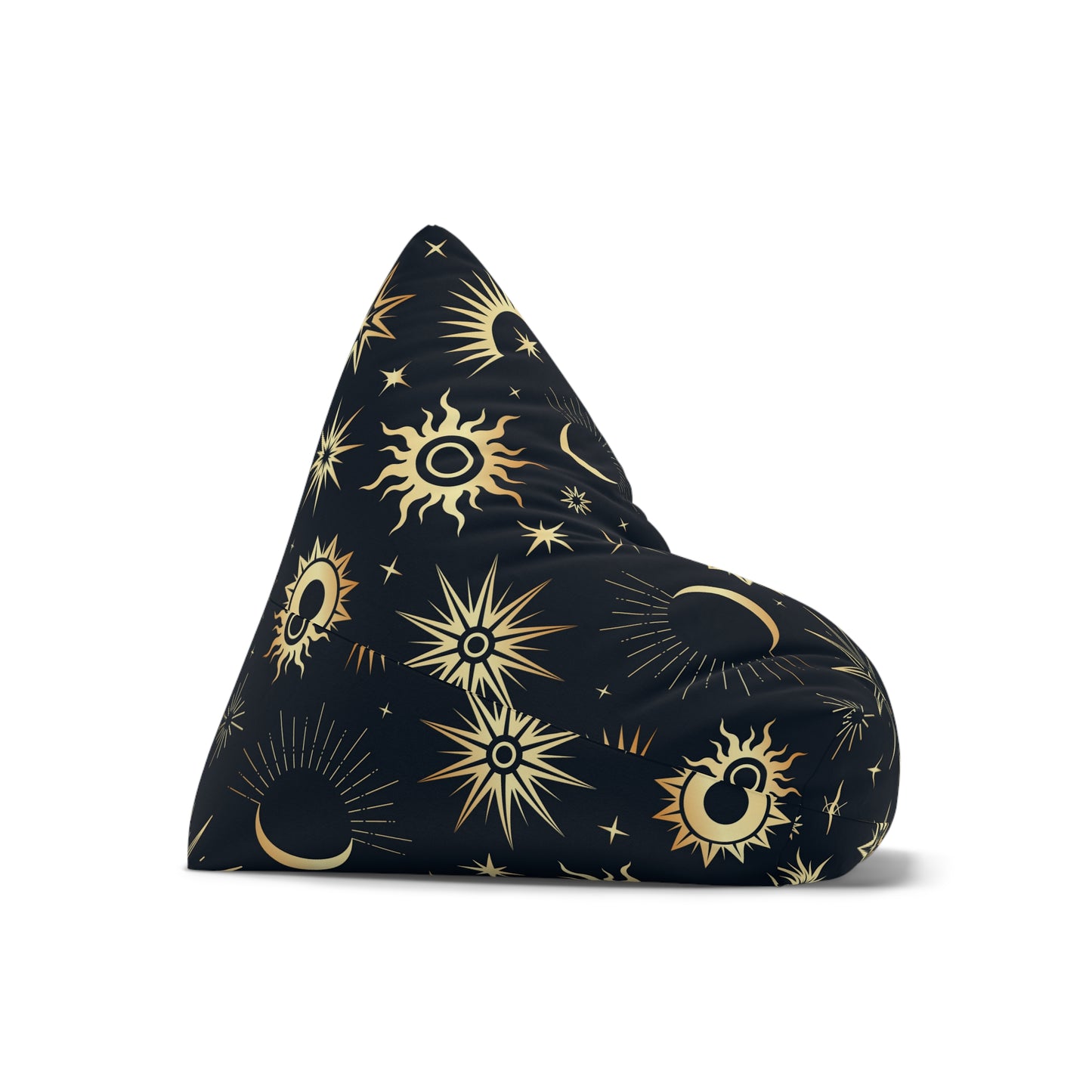 Galaxy Bean Bag Chair Cover Bohemian Celestial Astrology Zodiac Home Decor Black and Gold Witchy Boho Home Gift Meditation Adult Beanbags