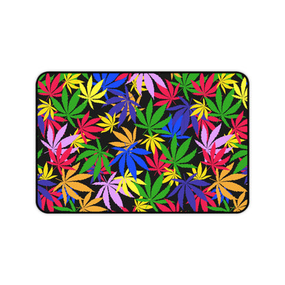 Cannabis Gaming Desk Mat Colorful Office Desk Accessory Marijuana Mouse Pad Pot Leaves Desk Pad Weed Large Mousepad XL Unique Gift Men