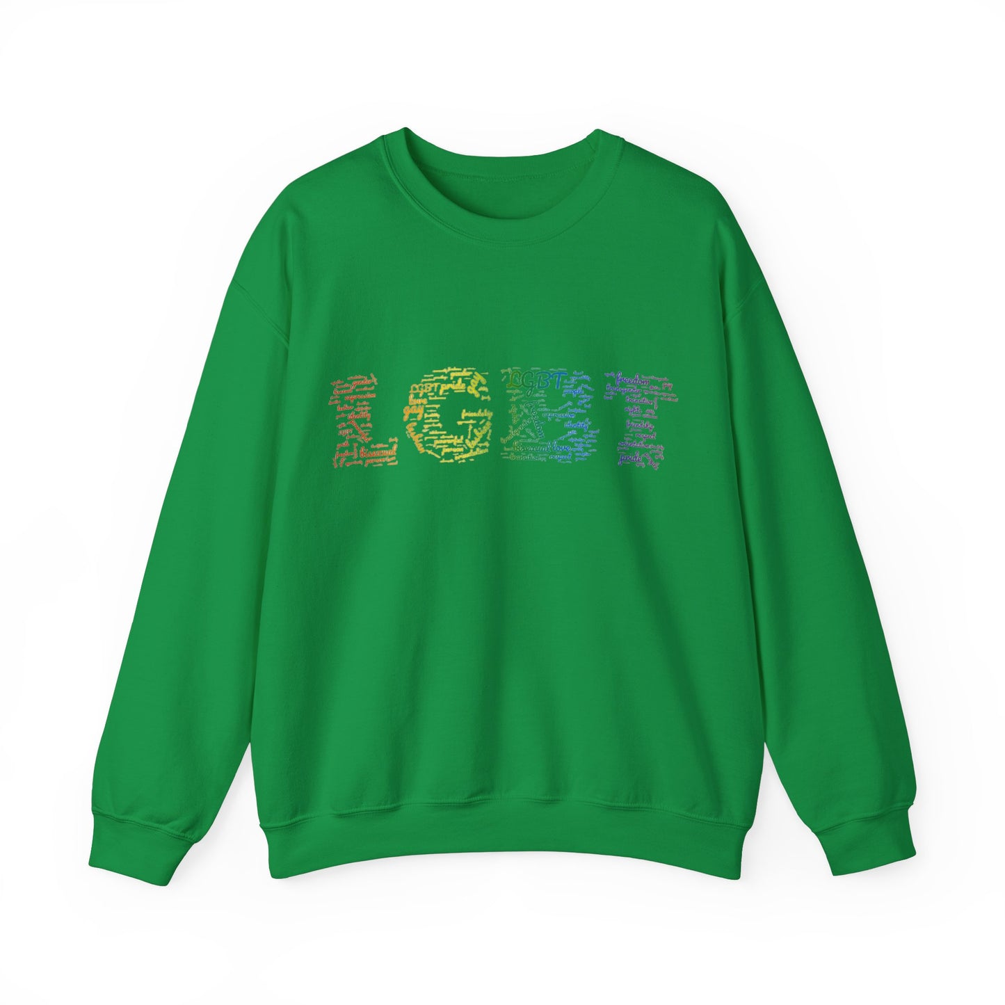 LGBT Unisex Crewneck Sweatshirt Lesbian Gay Pride Word Cloud Sweater Proud Support Gift Unique Pride Month Apparel Clothing