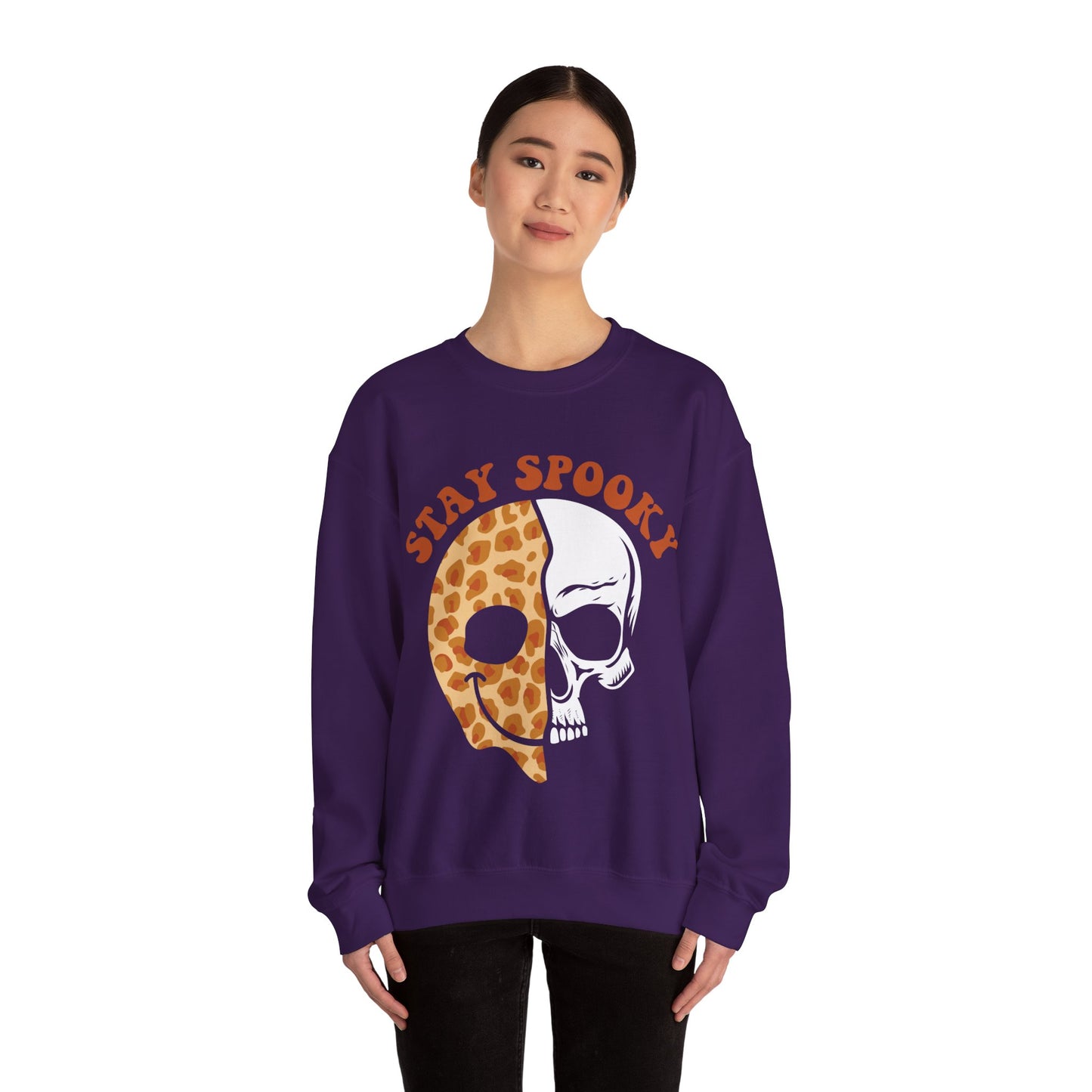 Stay Spooky Sweatshirt Halloween Sweater Spooky Season Sweatshirt Skeleton Smiley Retro Halloween Crewneck Vintage Fall Retro Autumn Apparel