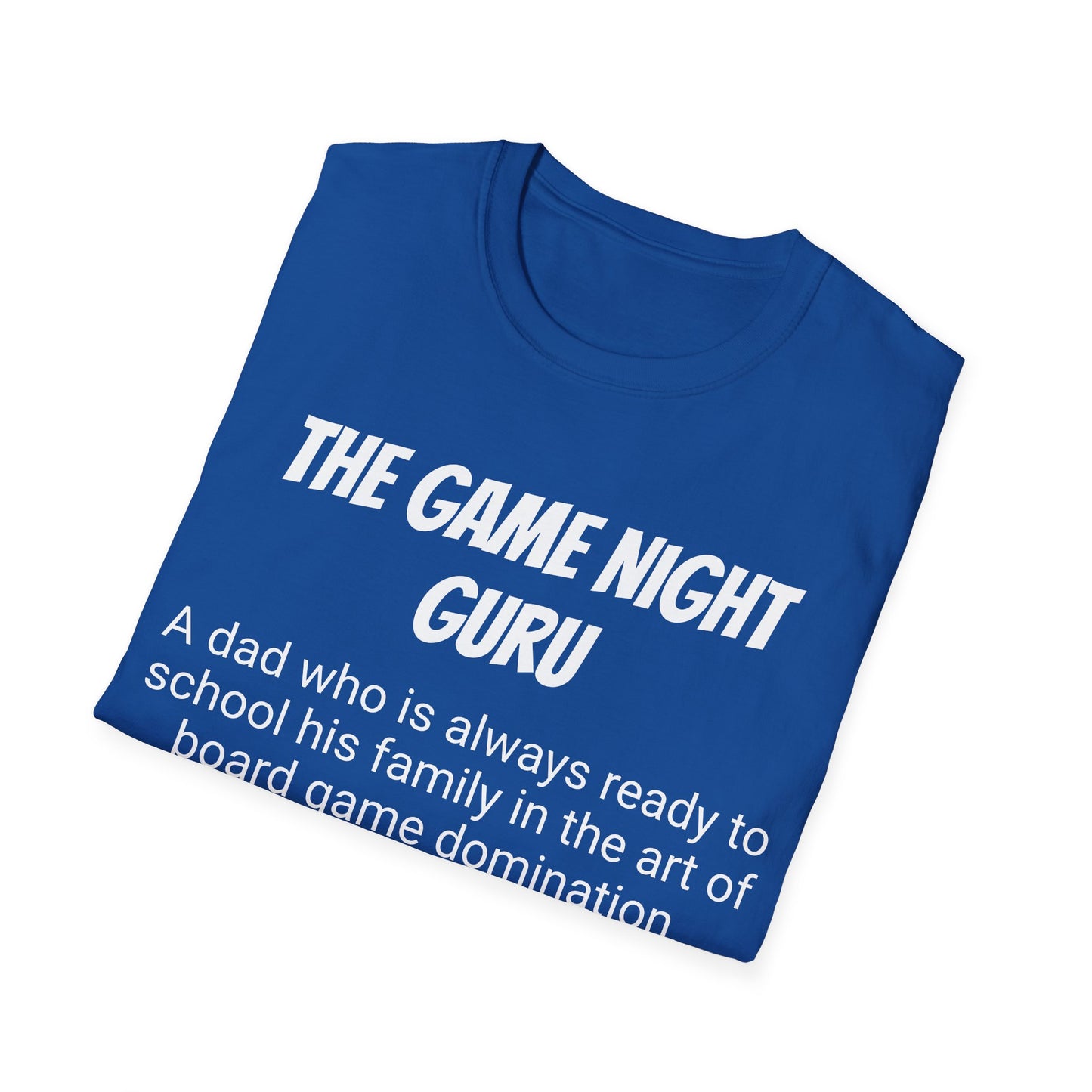 Funny Dad's Mens Softstyle T-shirt, "The Game Night Guru",Father's Day Gift,Tee for Him,Adult Humorous Unique Novelty Present