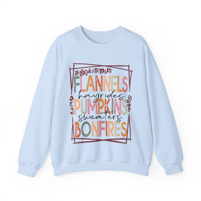 Cute Fall Sweatshirt Flannels Hayrides Pumpkins Sweaters and Bonfires Sweat Fall Vibes Sweater Weather Pumpkin Season Retro Fall Crewneck