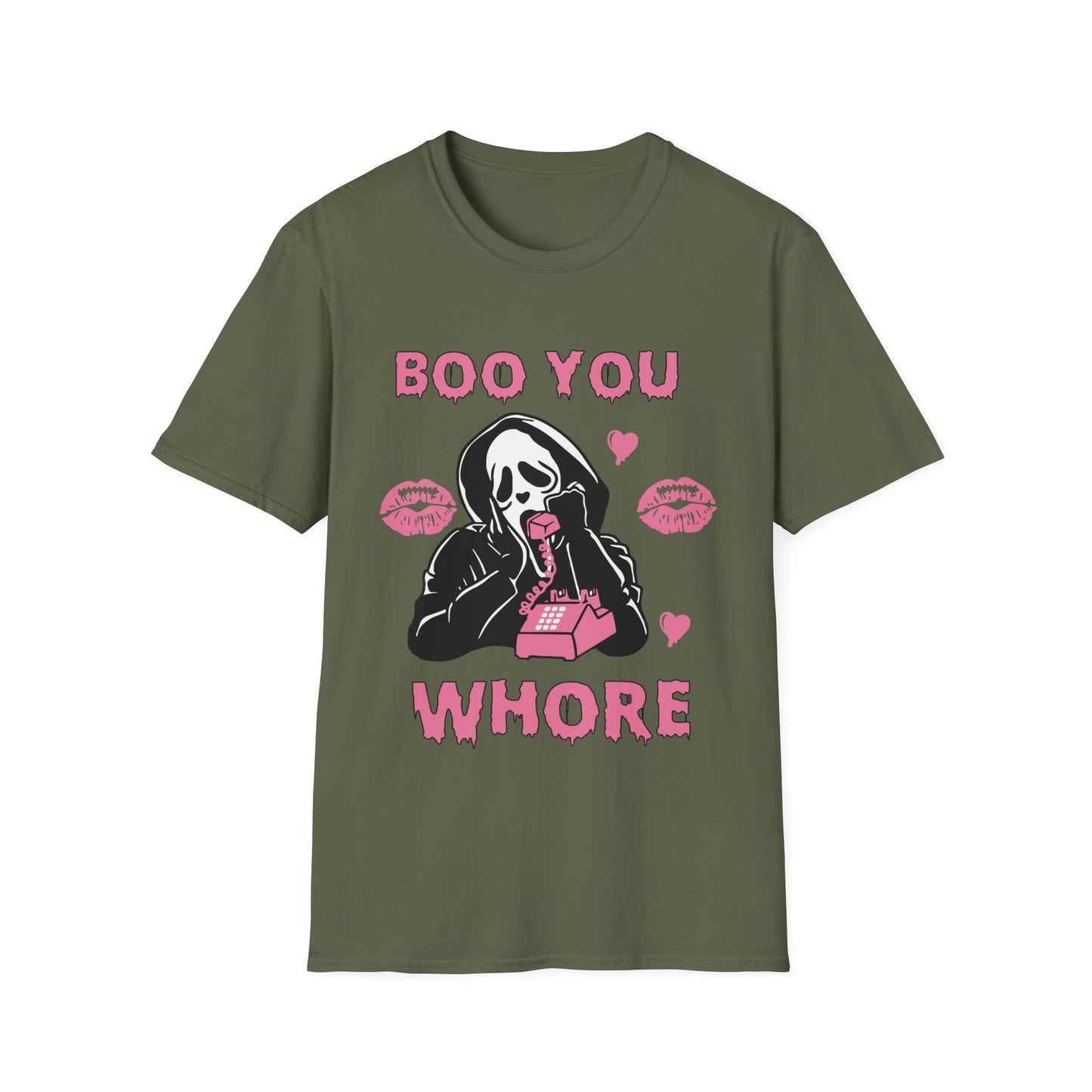 Boo You Whore Unisex T-shirt Funny Halloween T-shirt Spooky Season Tee Shirt Horror Movie Halloween Outfit Ghostface Valentine T-Shirt Gift