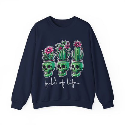 Full of Life Sweater Funny Halloween Sweatshirt Plant Lover Pullover Gift Funny Pot Head Skeleton Succulent Sweat Halloween Plant Lover Gift