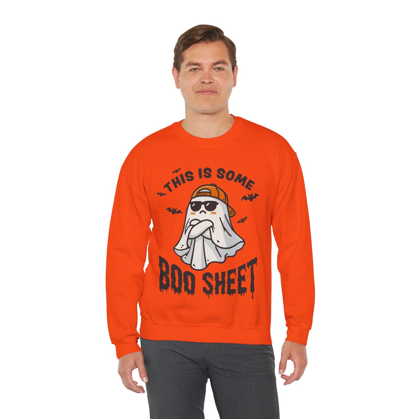 This Is Some Boo Sheet Sweatshirt Funny Halloween Sweater Retro Ghost Graphic Halloween Sweatshirt Funny Gifts Men Women Pullover Sweater