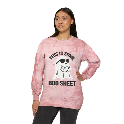 This Is Boo Sheet Sweatshirt Funny Halloween Sweater Retro Halloween Sweatshirt Spooky Season Sweater Hippie Halloween Color Blast Sweater