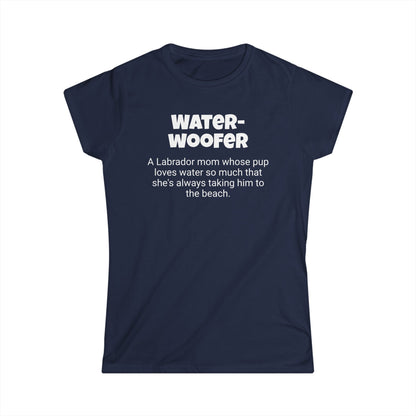 Funny Labrador Mom's Women's Softstyle Tee , "Water-woofer", Dog Mother's Day Gift, Ladies Adult Unique Novelty T-shirt