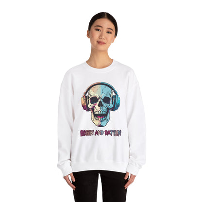 Retro Halloween Sweatshirt Groovy Skull Headphones Crewneck Vintage Fall Sweater 1970s Halloween Apparel Funny Unique Novelty Unisex Gift