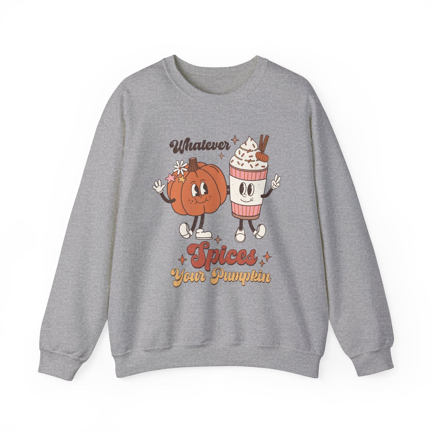 Whatever Spices Your Pumpkin Sweatshirt Funny Fall Sweater Autumn Sweatshirt Retro Fall Vibes Crewneck Cute Pumpkin Spice Sweat Thanksgiving