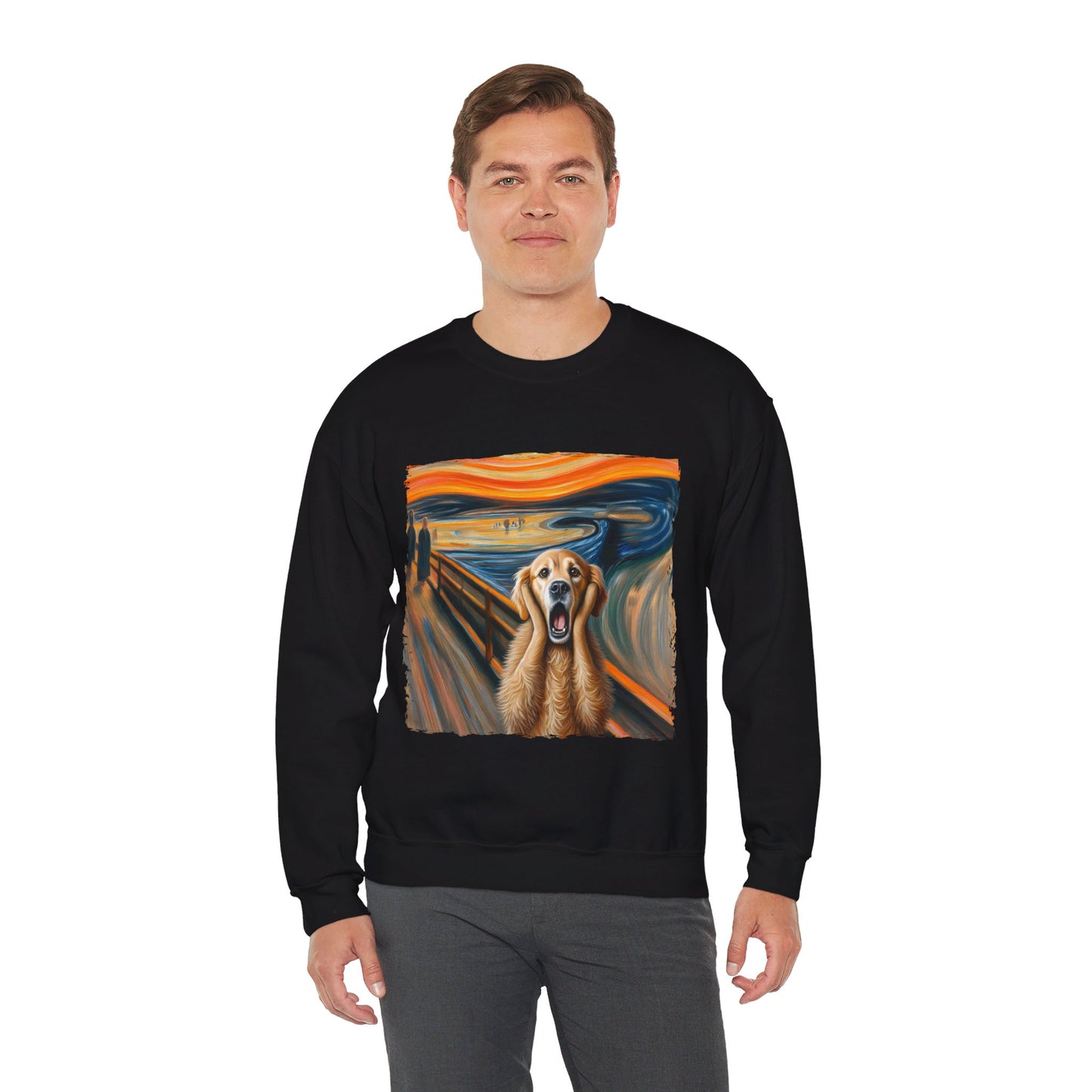 Funny Edvard Munch Dog Sweatshirt Funny The Scream-ing Dog Art Painting Sweater Parody of Edvard Munch Dog Sweater Unique Art Dog Lover Gift