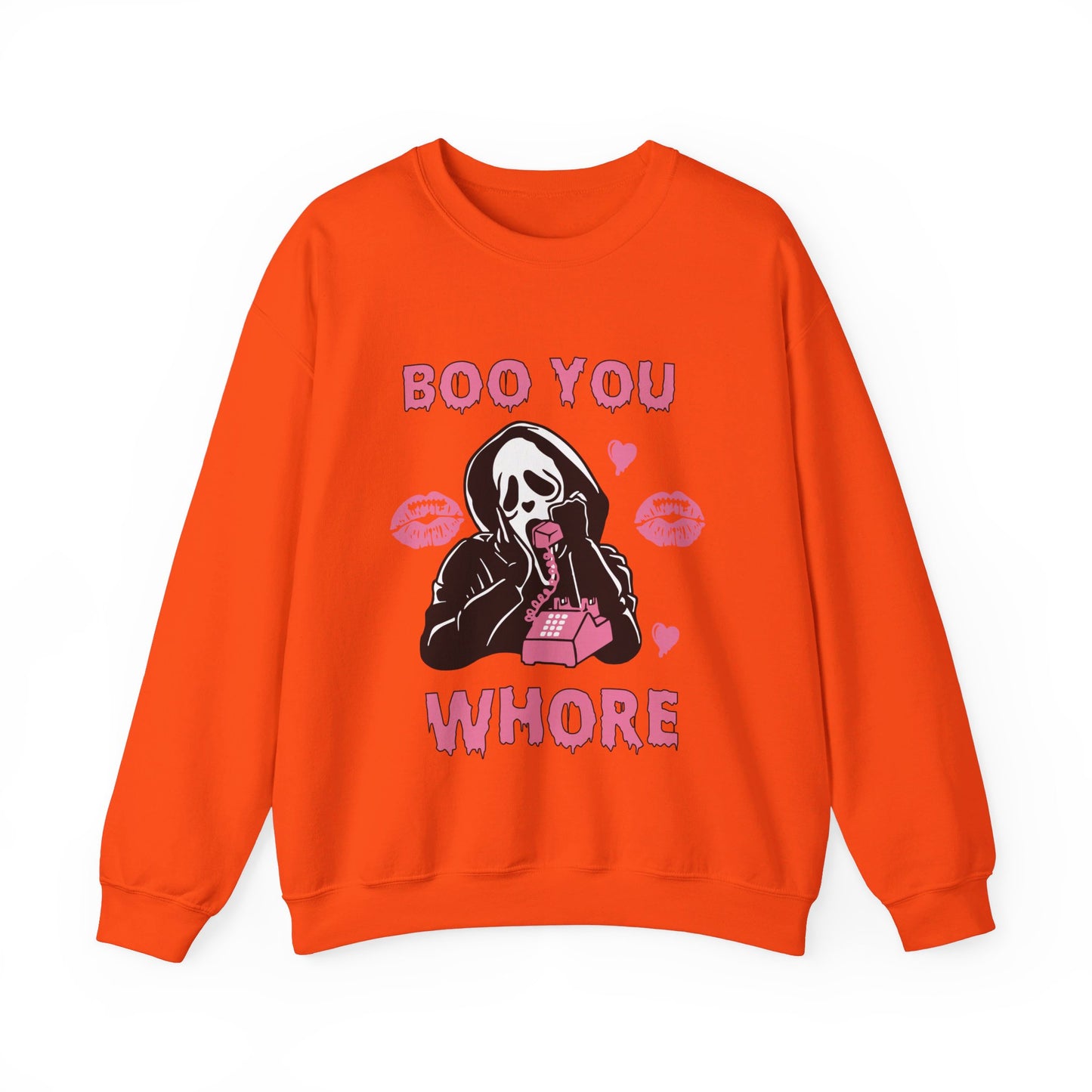 Boo You Whore Sweatshirt Funny Halloween Sweater Spooky Season Sweatshirt Horror Movie Halloween Outfit Ghostface Valentine Sweatshirt Gift