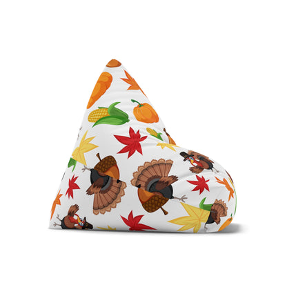 Thanksgiving Bean Bag Chair Cover Fall Season Beanbag Autumn Home Decor Turkey Dinner Adult Teens Dorm Bedroom Living Room Gaming Chair Gift