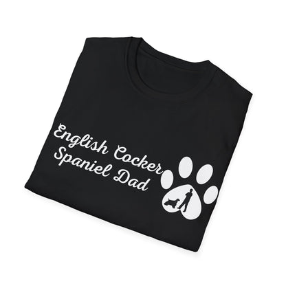 Doggy Dad's T-shirt, "English Cocker Spaniel Dad", Dog Father's Day Gift, Fur Papa, Unique Men's Apparel Novelty Pet Lover Tee