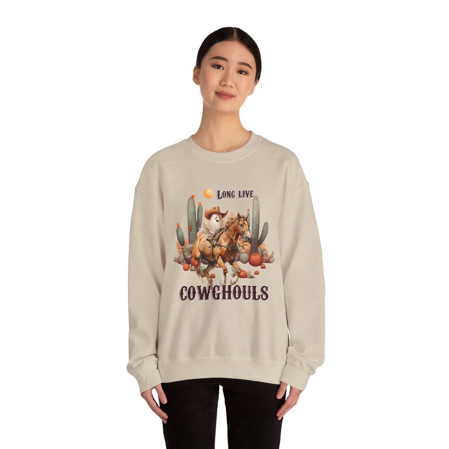 Long Live CowGhouls Sweatshirt Funny Retro Halloween Sweater Vintage Western Halloween Outfit Cowgirl Ghost Sweatshirt Howdy Ghost Crewneck