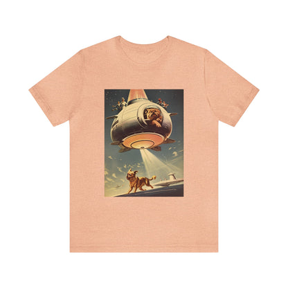 Funny Spaceship Dog UFO Shirts Retro Vintage Graphic Weird Cool Gift Galaxy Dog Unisex T-Shirt UAP tshirt Unique Flying Saucer Dog Lover Tee