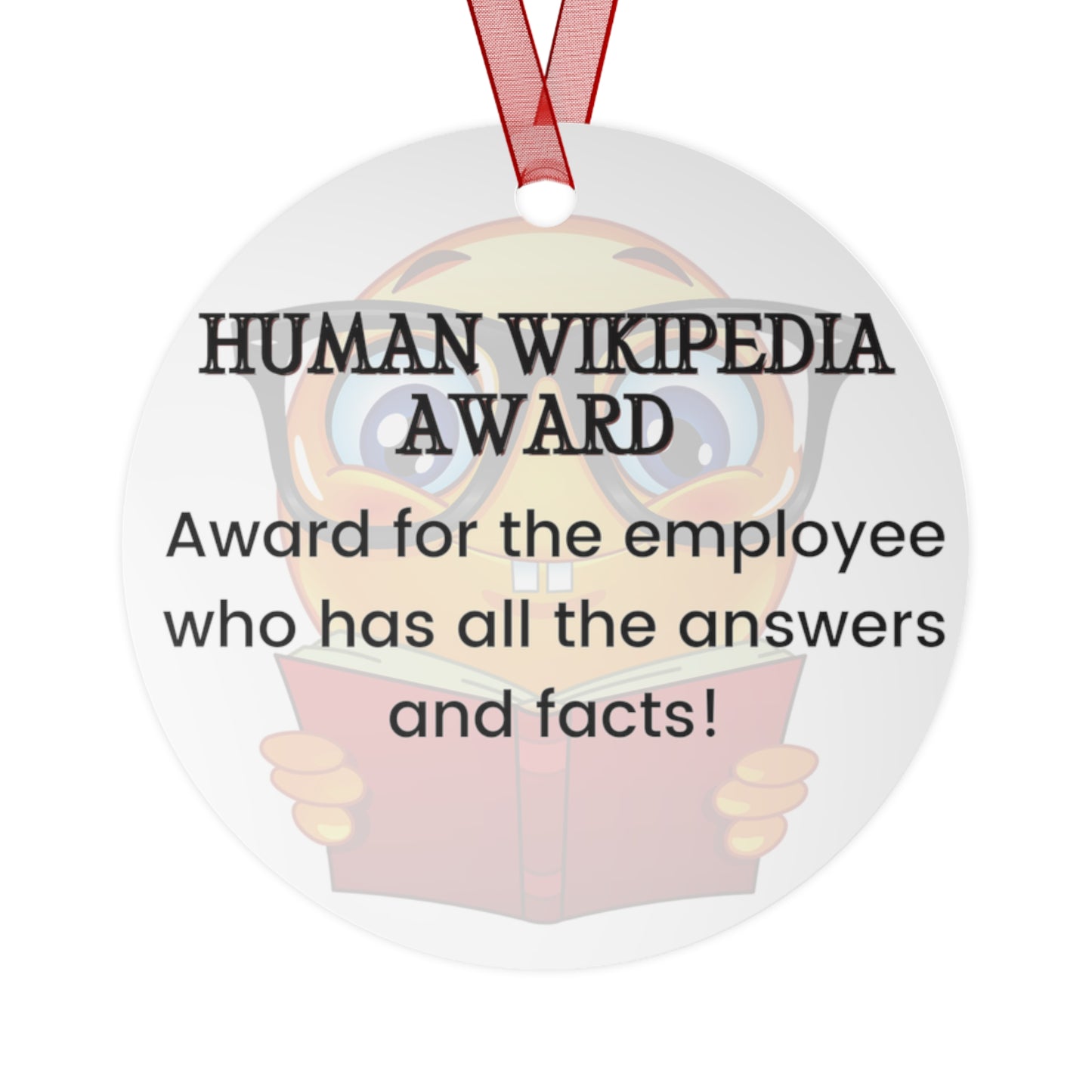 Funny Office Award Metal Ornament Human Wikipedia Award Funny Coworkers Work Party Gift Year End Ornament Office Gift Employee Xmas Ornament