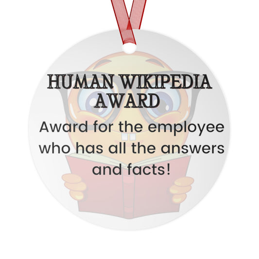 Funny Office Award Metal Ornament Human Wikipedia Award Funny Coworkers Work Party Gift Year End Ornament Office Gift Employee Xmas Ornament