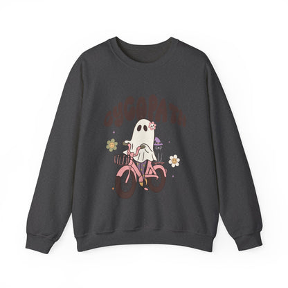 Cycopath Sweatshirt Funny Halloween Sweater Ghost on Bicycle Fall Crewneck Spooky Season Halloween Retro Trendy Vintage Halloween Outfit