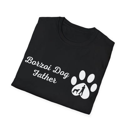 Doggy Dad's T-shirt, "Borzoi Dog Father", Dog Father's Day Gift, Fur Papa, Unique Men's Apparel Novelty Pet Lover Tee Present