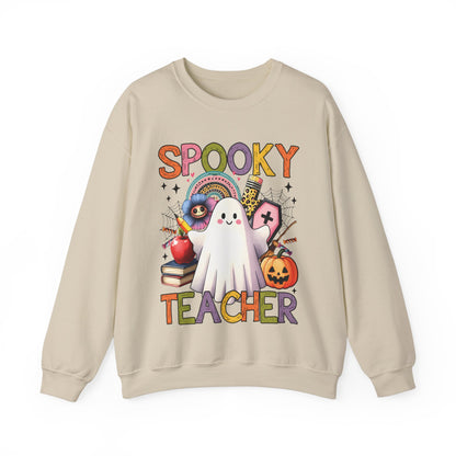 Spooky Teacher Sweatshirt Halloween Teacher Sweater Funny Ghost Teacher Pullover Sweater Groovy Halloween Teacher Gift Retro Spooky Teacher