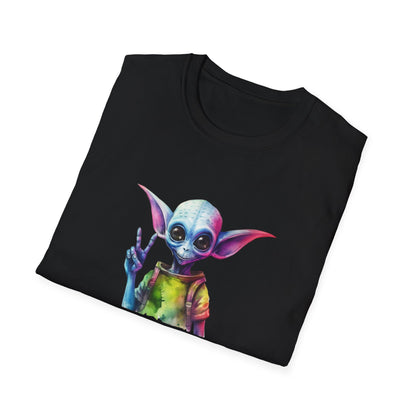 Psychedelic Retro Alien T-Shirt Graphic Art Unisex tshirt Funny UFO Tee UAP Shirts Weird Cool Gift Outer Space Galaxy Peace and Space Grease