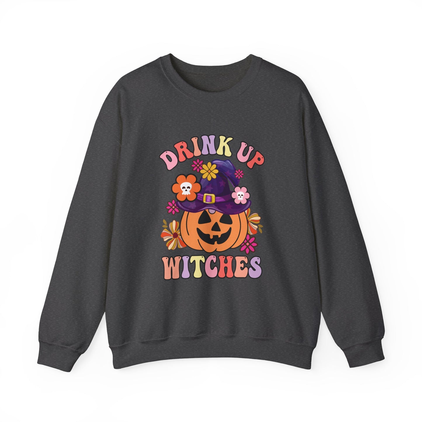 Drink Up Witches Sweatshirt Funny Halloween Retro Halloween Party Sweater Witches Sweatshirt Groovy Halloween Outfit Group Halloween Sweater