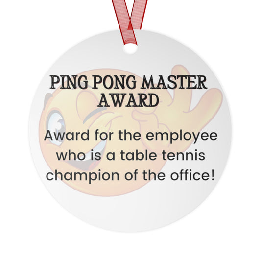 Funny Office Award Metal Ornament Ping Pong Master Award Funny Coworker Work Party Gift Year End Ornament Office Gift Employee Xmas Ornament