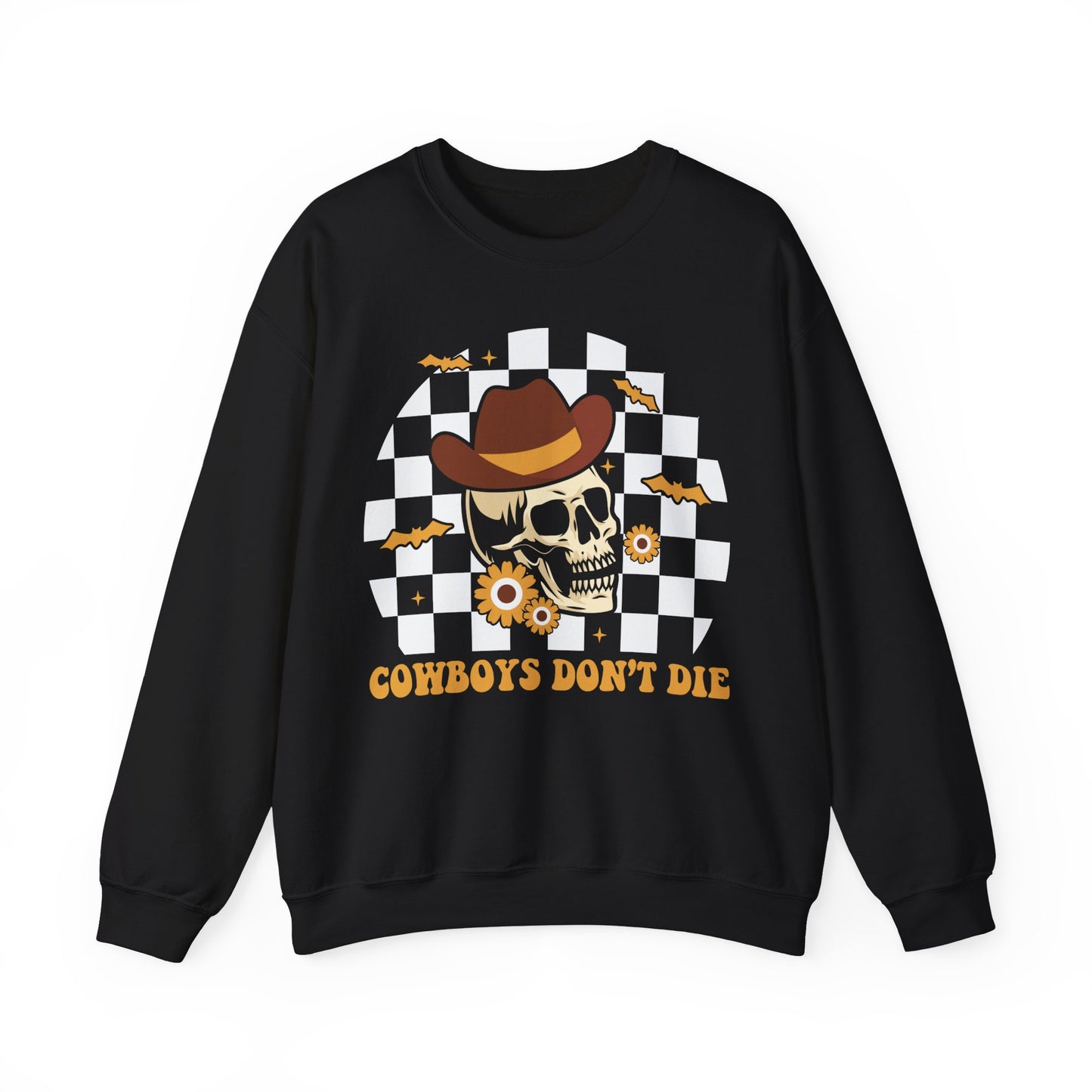 Cowboys Don't Die Sweatshirt Cowboy Skeleton Sweater Retro Western Halloween Outfit Vintage Cowboy Sweatshirt Funny Halloween Trendy Sweater