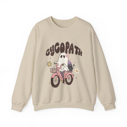 Cycopath Sweatshirt Funny Halloween Sweater Ghost on Bicycle Fall Crewneck Spooky Season Halloween Retro Trendy Vintage Halloween Outfit