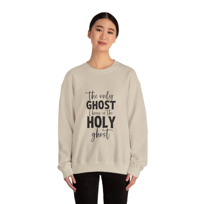 The Only Ghost I Know Is The Holy Ghost Sweatshirt Funny Christian Sweatshirt Funny Halloween Sweater Halloween Gift Cute Holy Ghost Joke