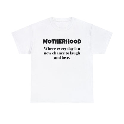 Fun Mom's Unisex Heavy Cotton Tee, "MOTHERHOOD", Mother's Day Gift, T-shirt for Her, Ladies Adult Unique Novelty Present