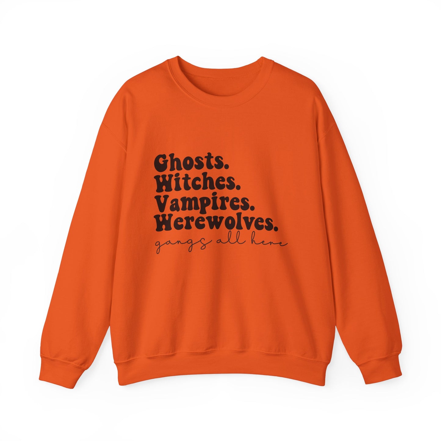 Funny Halloween Sweatshirt Ghost Witch Vampire Werewolf Sweater Retro Halloween Monsters Sweatshirt Spooky Season Apparel Halloween Party