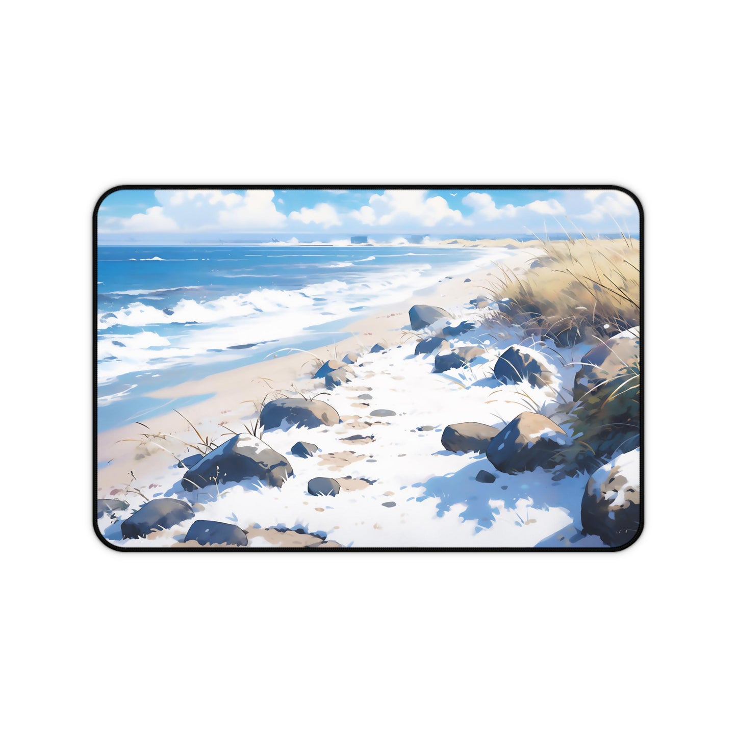 Anime Beach Desk Mat Manga White Sands Office Desk Accessories Lofi Mouse Pad Japanese XL Desk Pad Large Gaming Mousepad Unique Gift Idea