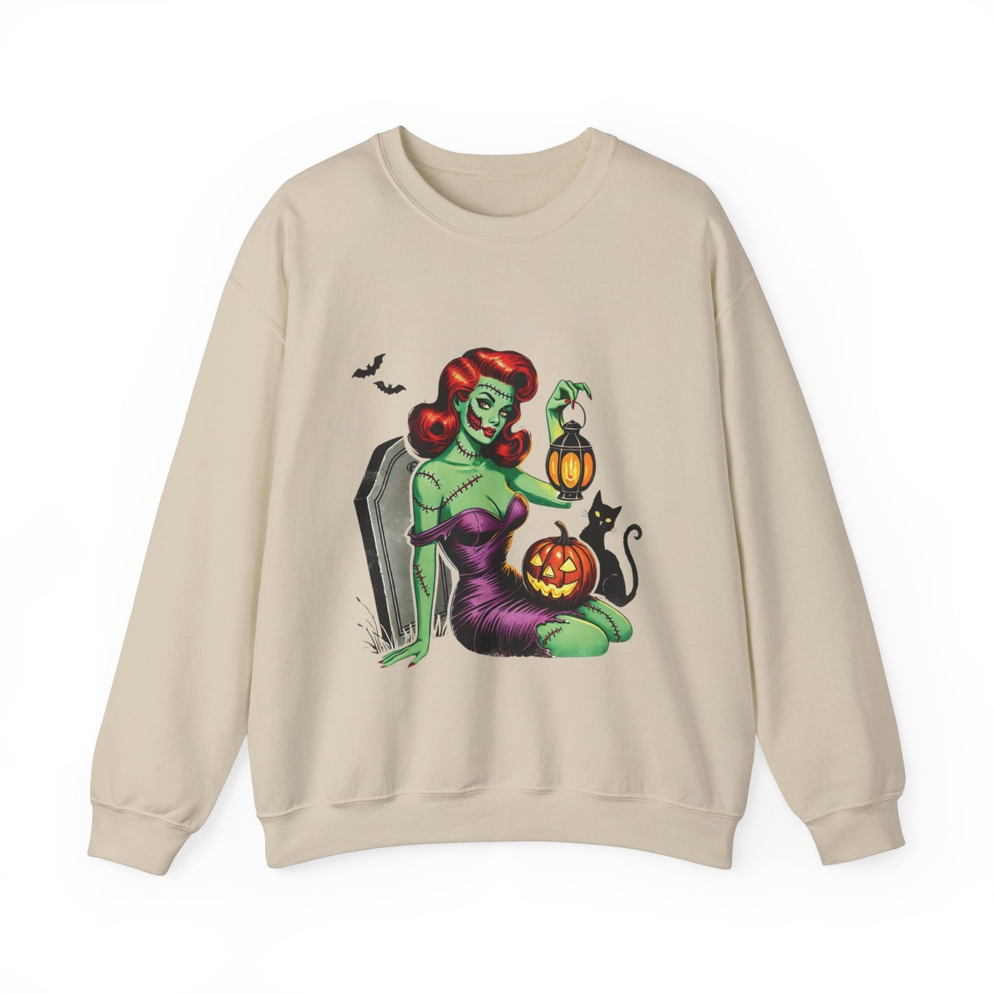 Zombie Pin-Up Girl Sweatshirt Halloween Zombie Girl Sweater Retro Pin Up Girl Zombie Pullover Vintage Zombie Pin Up Girl Sweater Womans Gift