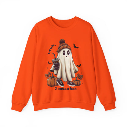 Bruh I Mean Boo Sweatshirt Cute Ghost Sweater Retro Halloween Pullover Sweatshirt Funny Halloween Sweater Boujee Ghost Crewneck Boujee Gift