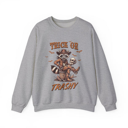 Funny Western Halloween Raccoon Sweatshirt Country Feral Trick Or Trashy Sweater Fun Halloween Trick Or Treat Day Cowboy Raccoon Lover Gift