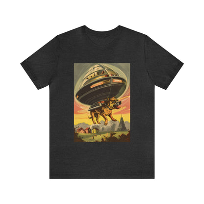 Funny Spaceship Dog UFO Shirts Unique Flying Saucer Retro Vintage Graphic UAP tshirt Galaxy Dog Unisex T-Shirt Dog Lover Tee Weird Cool Gift