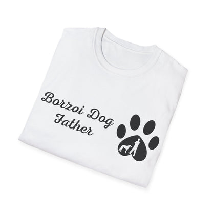 Doggy Dad's T-shirt, "Borzoi Dog Father", Dog Father's Day Gift, Fur Papa, Unique Men's Apparel Novelty Pet Lover Tee Present