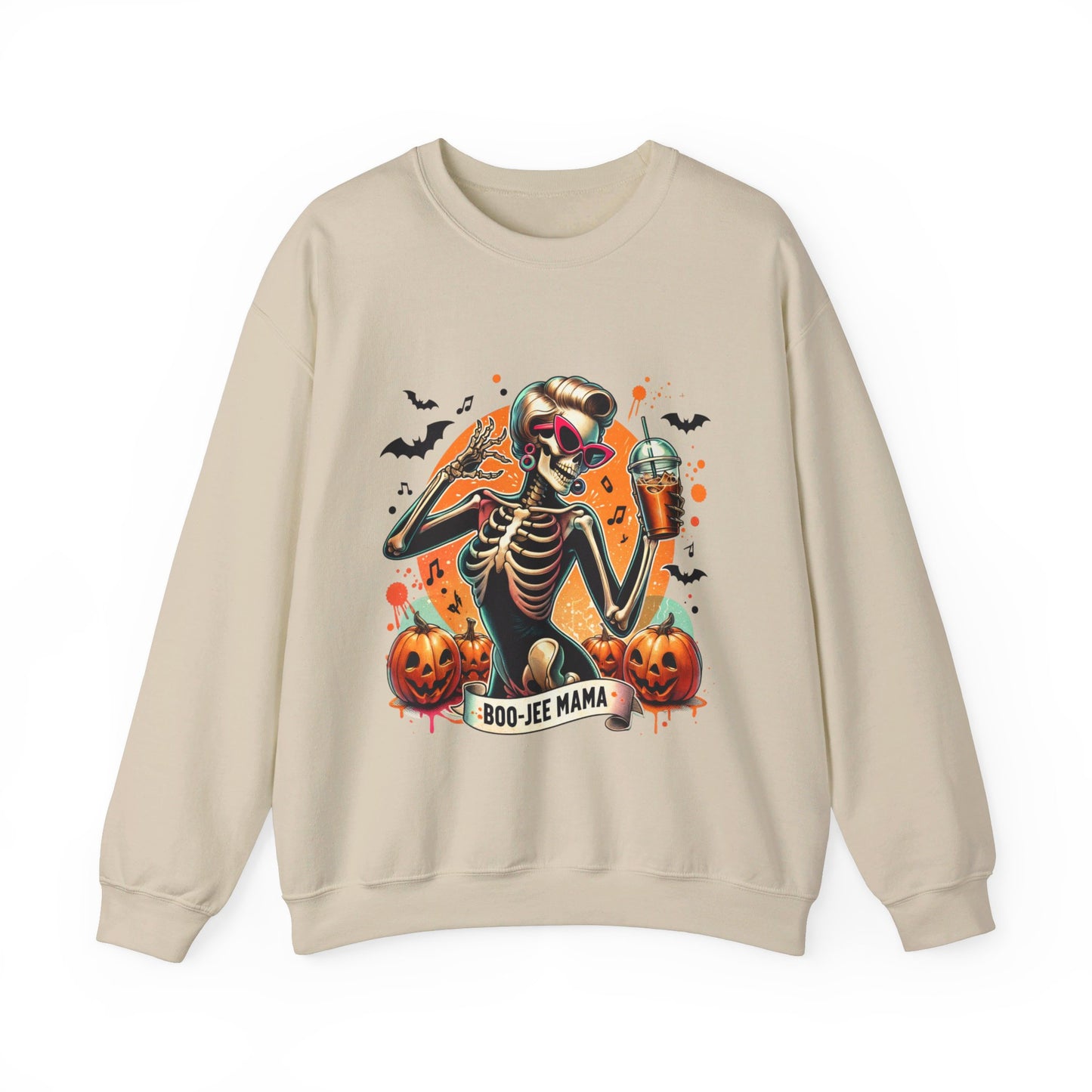 Retro Boo-jee Mama Sweatshirt Funny Mom Skeleton Coffee Sweatshirt Mom Halloween Sweater Bougie Spooky Mama Pullover Sweater Boujee Mom Gift