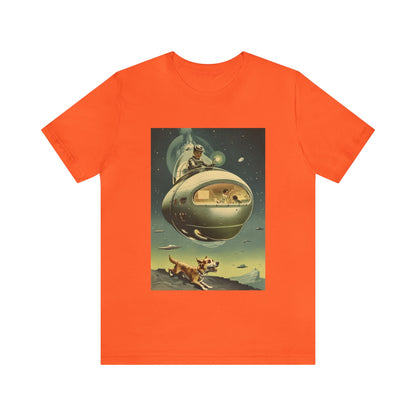 Funny Spaceship Dog UFO Shirts Unique Flying Saucer Weird Cool Gift Retro Vintage Graphic UAP tshirt Galaxy Dog Unisex T-Shirt Dog Lover Tee