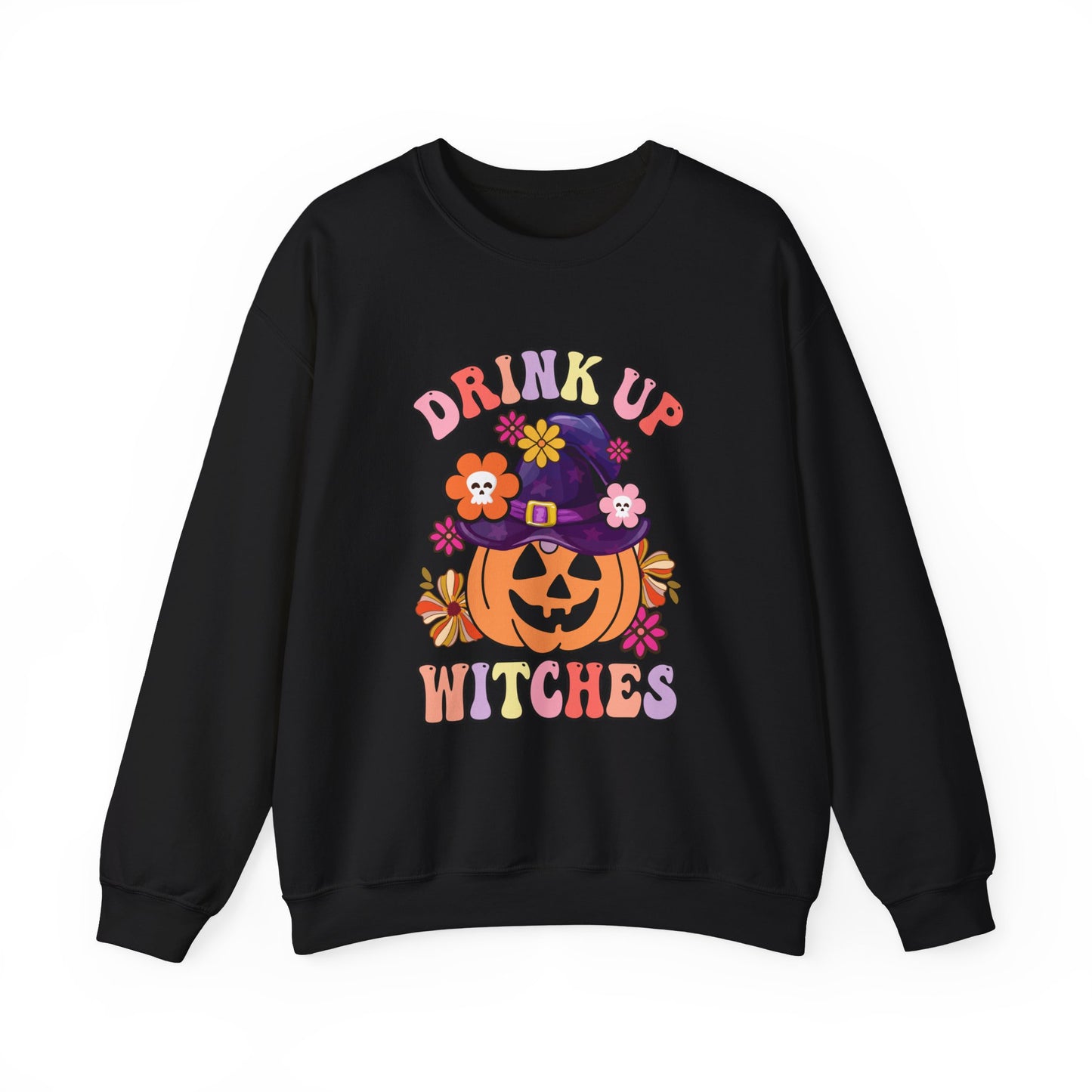 Drink Up Witches Sweatshirt Funny Halloween Retro Halloween Party Sweater Witches Sweatshirt Groovy Halloween Outfit Group Halloween Sweater