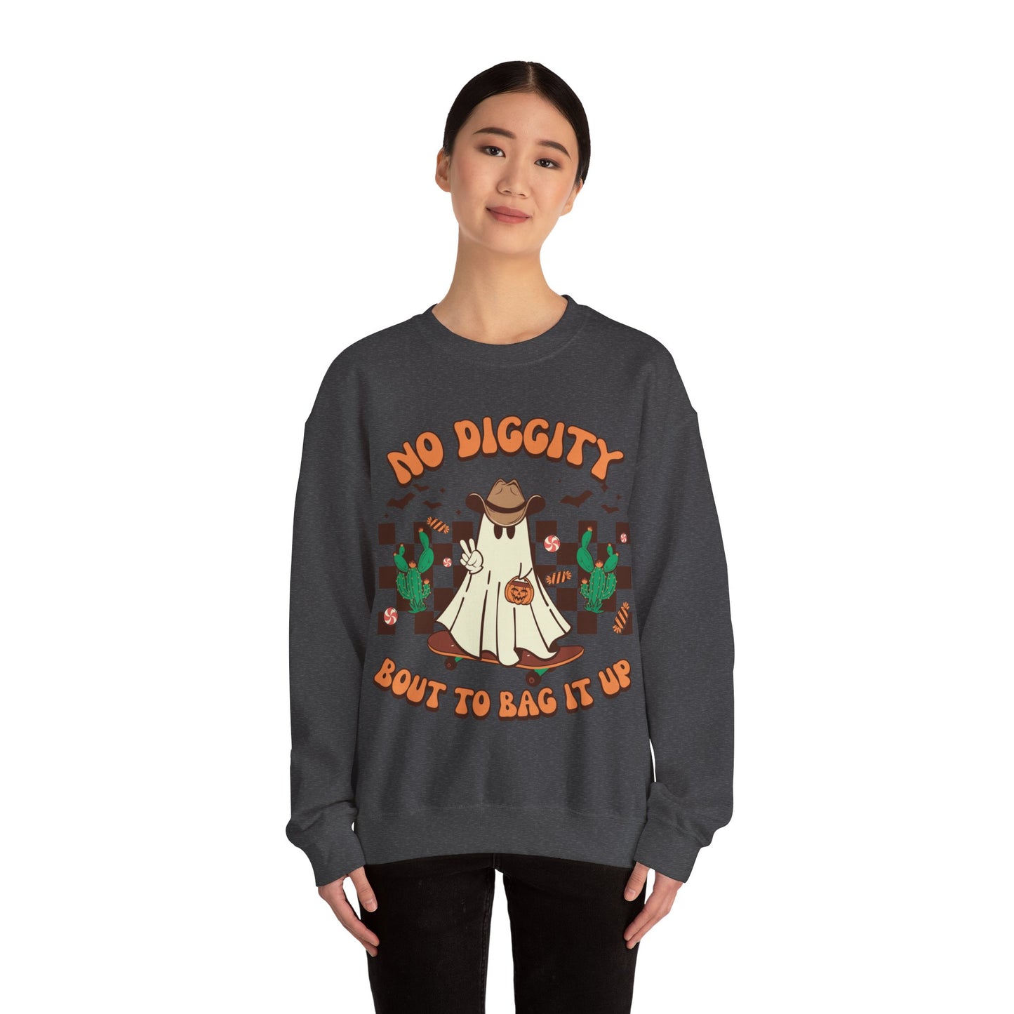 No Diggity Bout To Bag It Up Sweatshirt Funny Cowboy Halloween Sweater Trick or Treat Sweat Retro Halloween Crewneck Western Halloween Gift