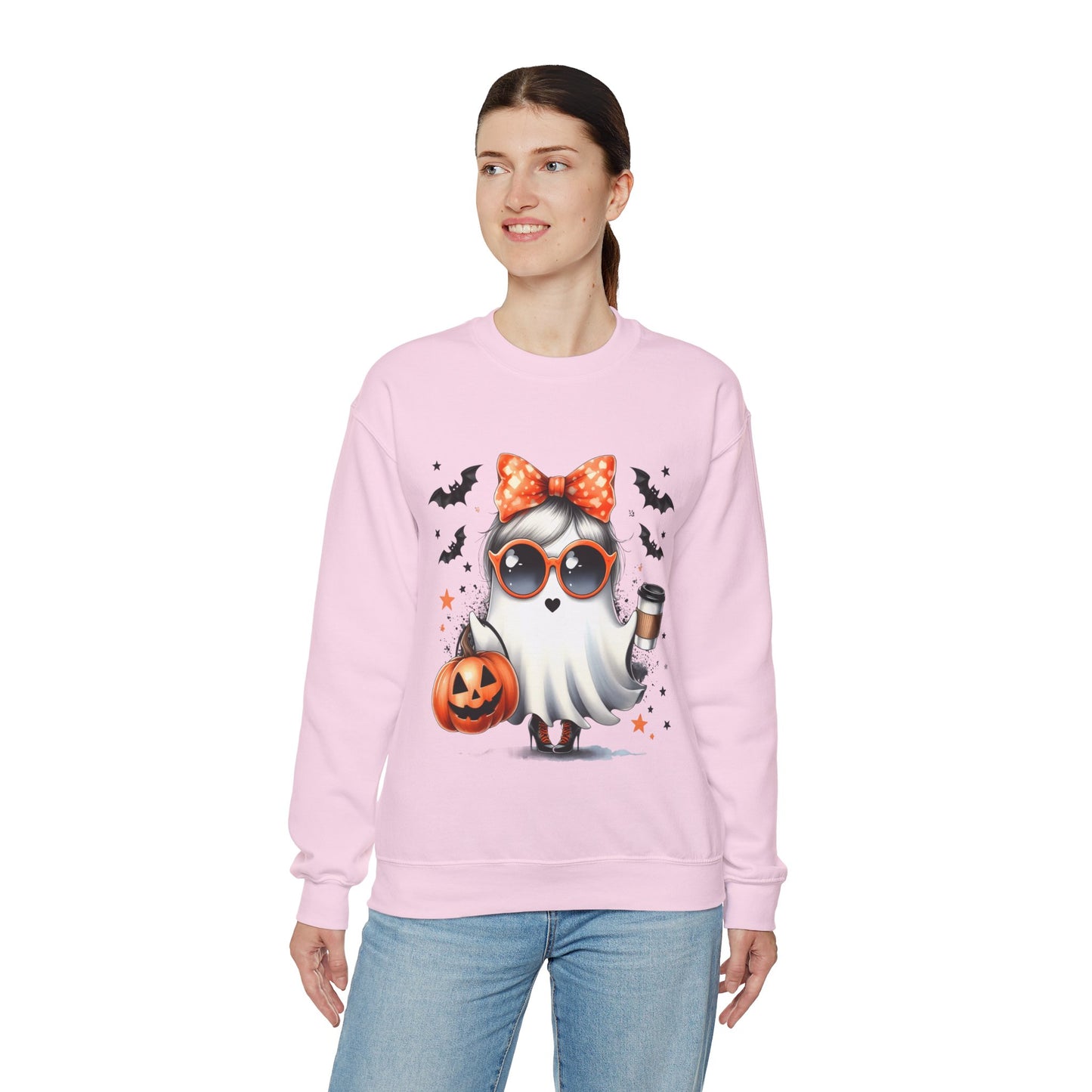 Boo-Jee Ghost Halloween Sweatshirt Cute Ghost Sweatshirt Fall Sweater Bougie Ghost Coffee Lover Pullover Sweater Autumn Boojee Spooky Season