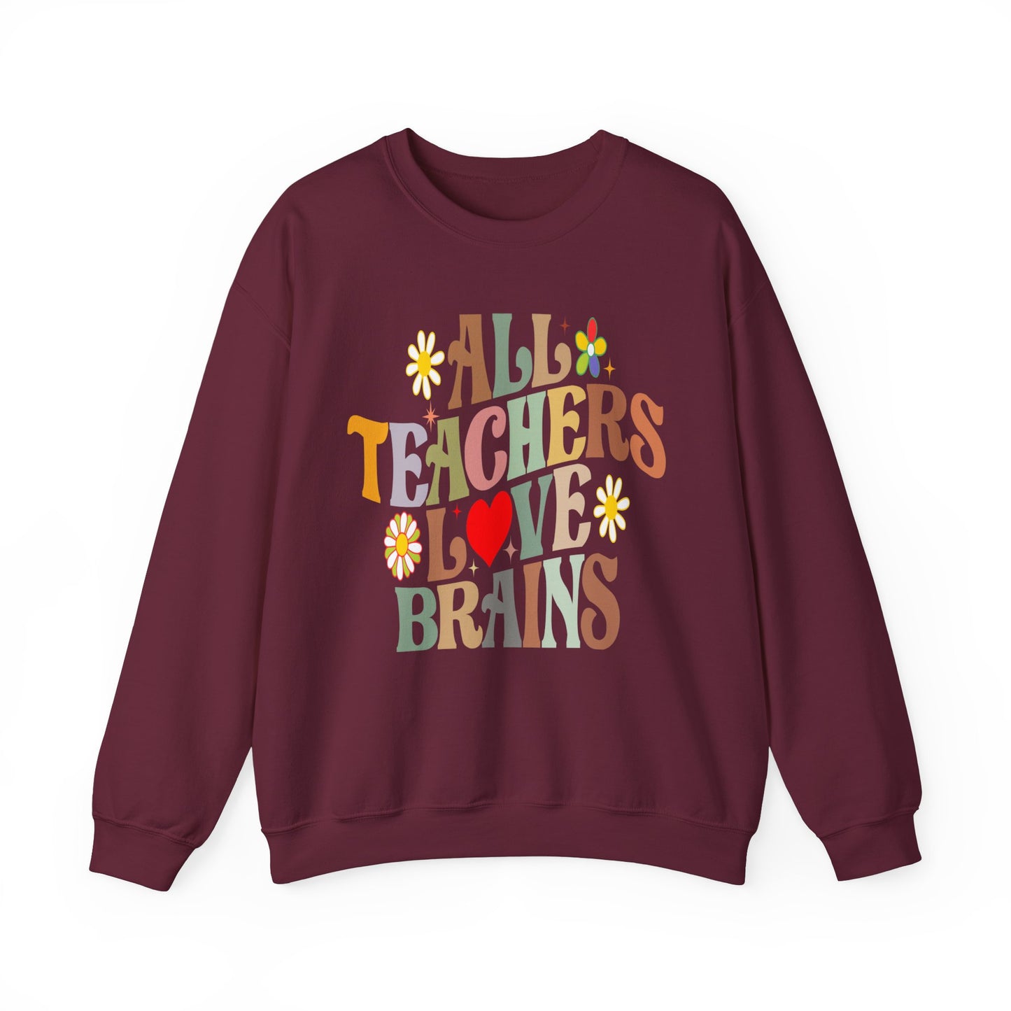 All Teachers Love Brains Halloween Sweatshirt Teacher Halloween Sweater Retro Halloween Sweatshirt Groovy Teacher Fall Season Apparel