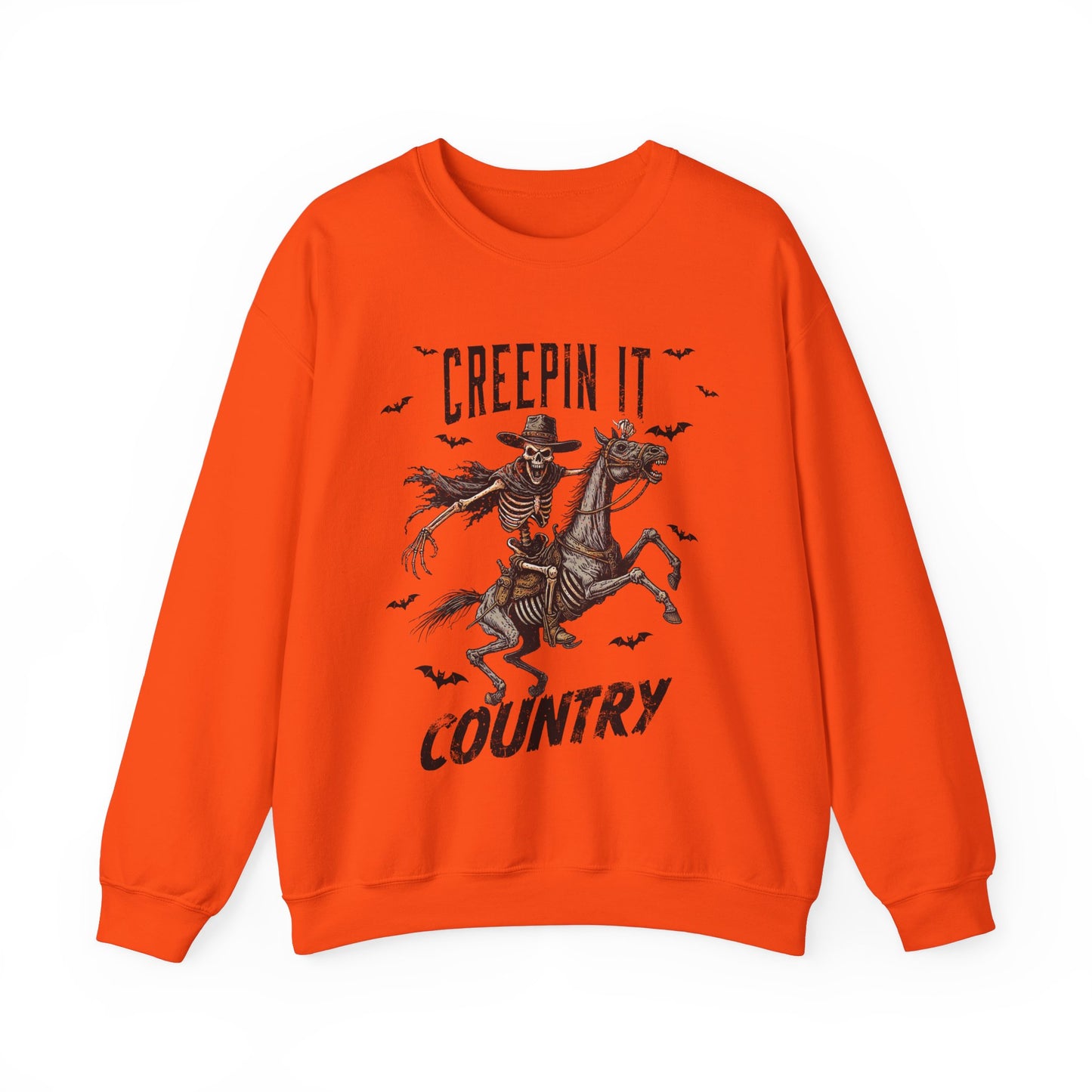 Creepin It Country Sweatshirt Western Rodeo Skeleton Halloween Sweater Spooky Costume Pullover Sweater Western Halloween Spooky Season Gift2