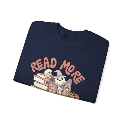 Read More Booooks Sweatshirt Teacher Halloween Sweater Spooky Teacher Sweatshirt Ghost Reading Books Crewneck Bookish Fall Book Lovers Gift