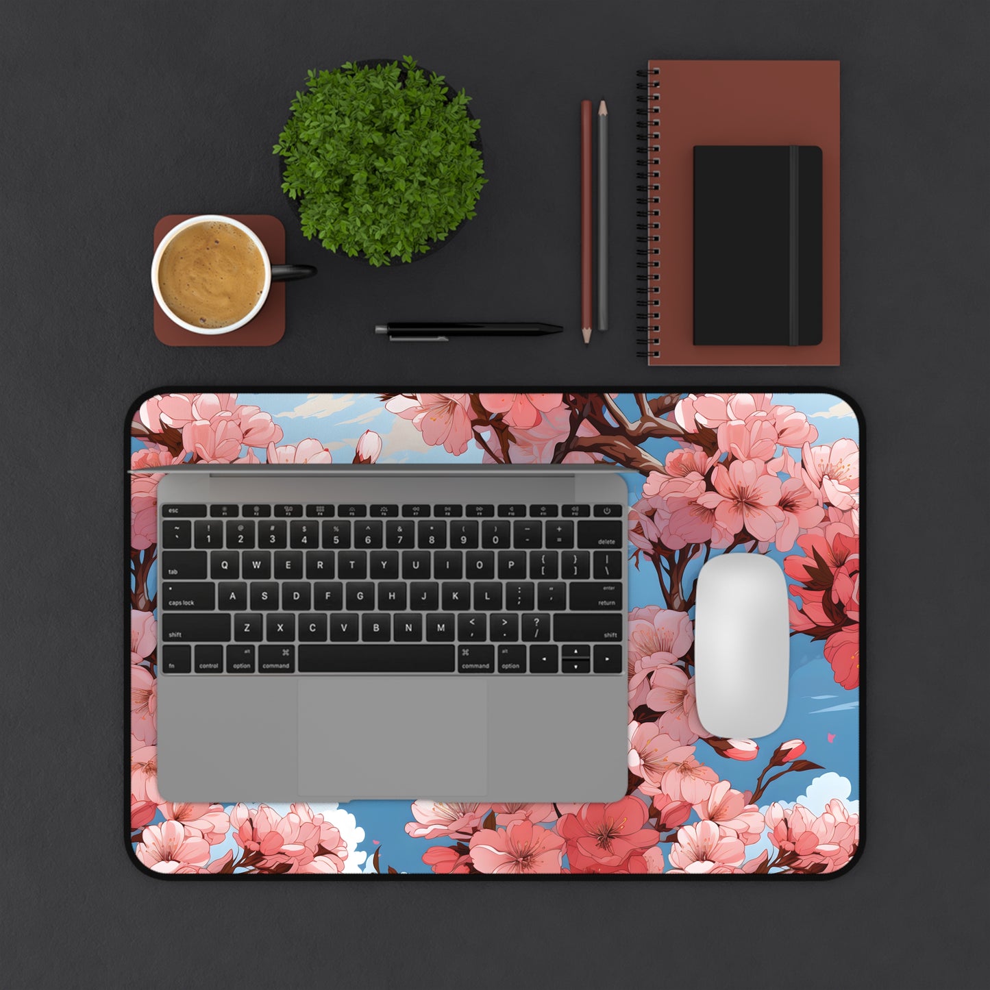 Anime Spring Flowers Desk Mat Lofi Office Desk Accessory Manga Floral Mouse Pad Japanese XL Desk Pad Large Gaming Mousepad Unique Gift Idea