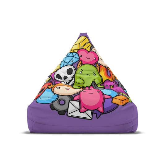 Gaming Bean Bag Chair Cover Colorful Purple Cartoon Home Decor Games Room Chair Beanbag Cover Boys Girls Gift Teens Dorm Room Bedroom Gift